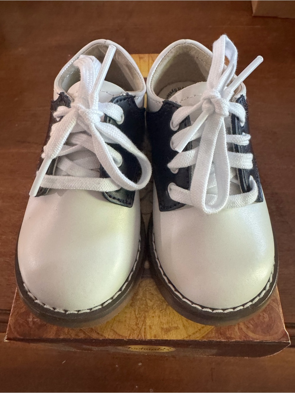 FootMates navy and White toddler Lace-Up Dress Shoes